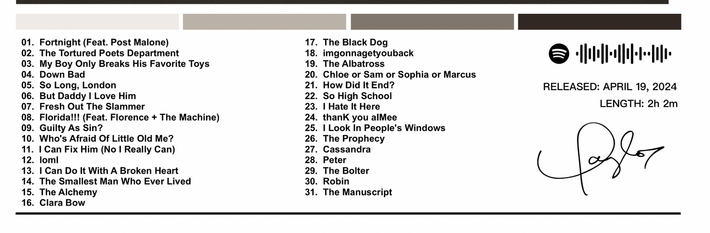 Taylor Swift | The Tortured Poets Department: The Anthology Album Poster