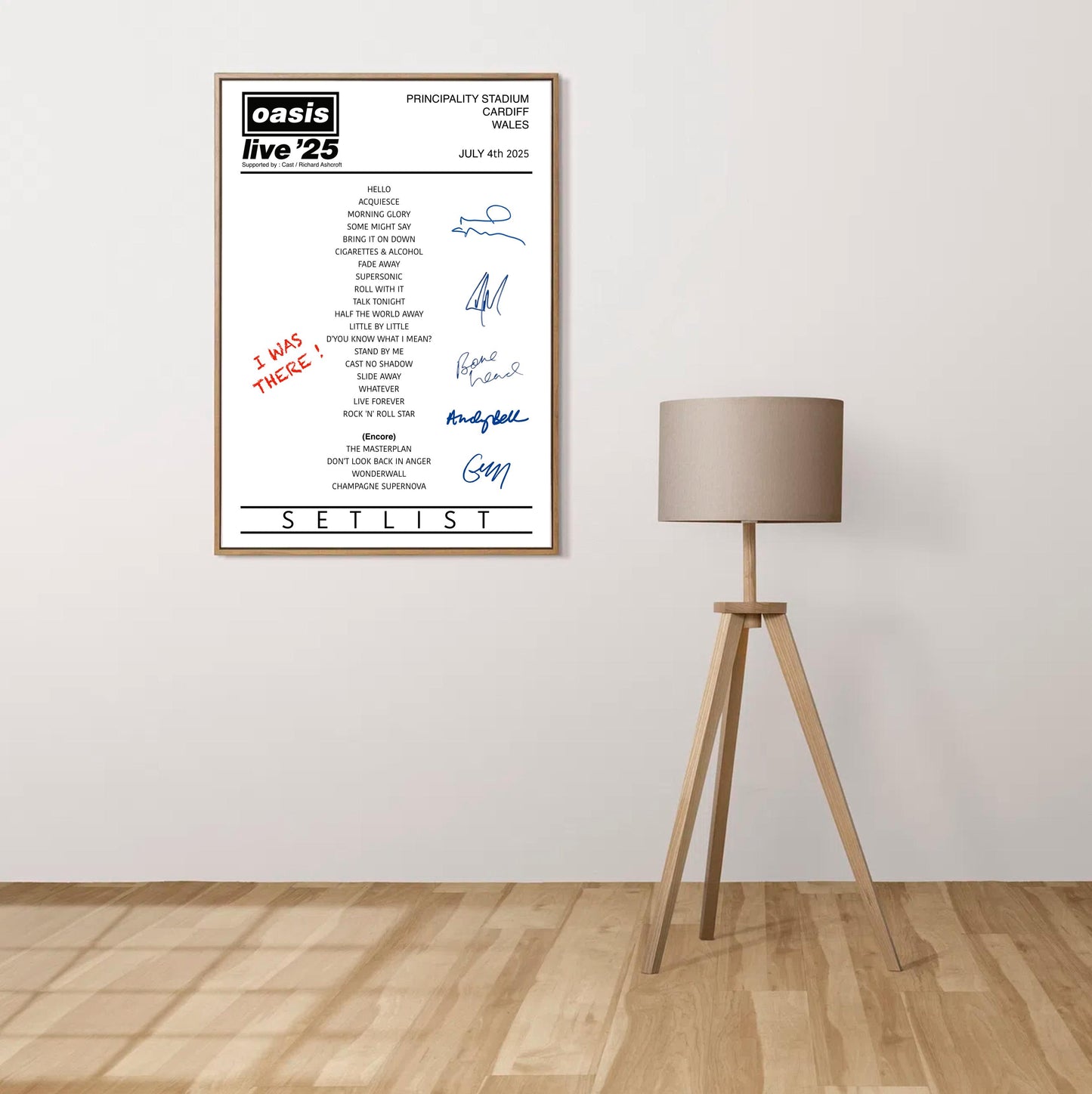 Oasis Live '25 Tour Setlist Poster I Was There ! | Digital Download / A5 A4 A3 A3plus Print